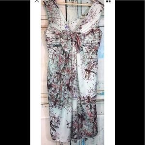 Ted Baker Dragonfly Pleated V Neck Dress Sz 8